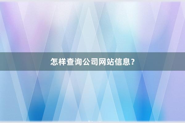 怎样查询公司网站信息？